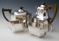 Lot 319 - Silver tea set.