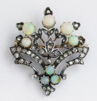 Lot 366 - Opal and diamond spray brooch, 19th century.