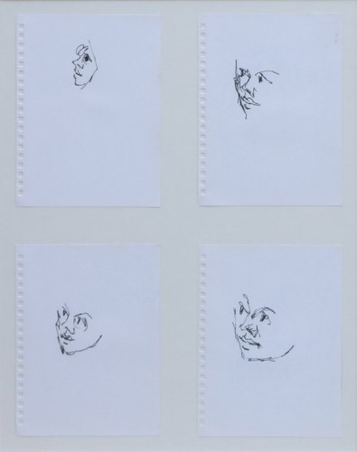Lot 526 - Kyffin Williams, Face studies, ink (4).