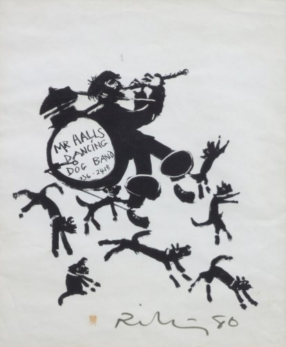 Lot 552 - Harold Riley, Mr Hall's Dancing Dog Band, signed lithograph.