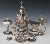 Lot 4 - Plated incence burner and three communion items.