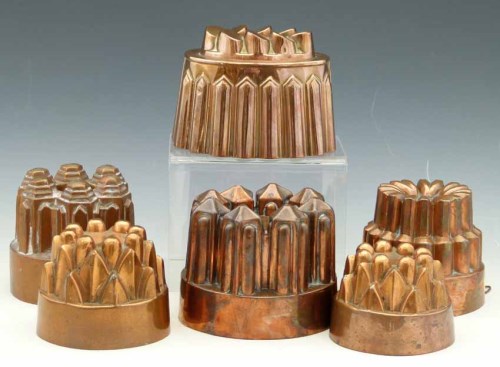 Lot 6 - 6 copper jelly moulds.