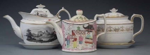 Lot 98 - Three Herculaneum Liverpool teapots circa
