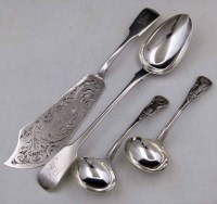 Lot 242 - Silver gravy spoon; Victorian silver fish slice