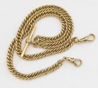 Lot 255 - 9ct gold (375) double Albert flat curb chain
