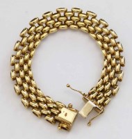 Lot 266 - 9ct gold (375) mesh link bracelet, length 18cm