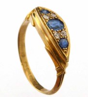 Lot 273 - 18ct gold sapphire and diamond ring circa. 1905.