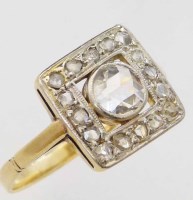 Lot 277 - Rose cut diamond ring, the square millegrain