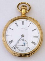 Lot 298 - 18ct gold Waltham open faced pocket watch.