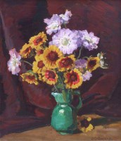 Lot 312 - J.E. Duggins, Floral still life, oil.