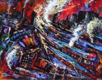 Lot 328 - David Wilde, Smoke & Steam, Gorton Shunting Yard, acrylic.