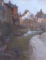 Lot 380 - Moira Huntly, Inner Harbour, Staithes, pastel.