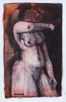 Lot 381 - Geoffrey Key, Nude, mixed media.