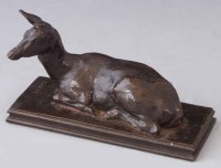 Lot 416 - Antoine-Louis Bayre, A resting deer, bronze.