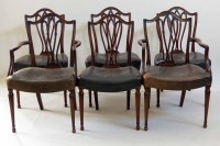 Lot 446 - Set of six Hepplewhite style dining chairs (2