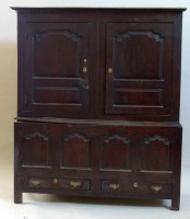 Lot 470 - 18th century oak livery cupboard 154cm wide.