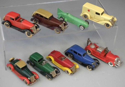 Lot 24 - Nine ealry Tootsie Toy diecast toy vehicles.  (9)