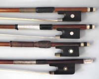 Lot 44 - Four violin bows stamped Sartory; Paesold
