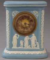 Lot 165 - Wedgwood blue jasper clock circa 1900   applied