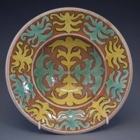 Lot 186 - Della Robbia deep dish or fruit bowl by Willie Williams dated 1895