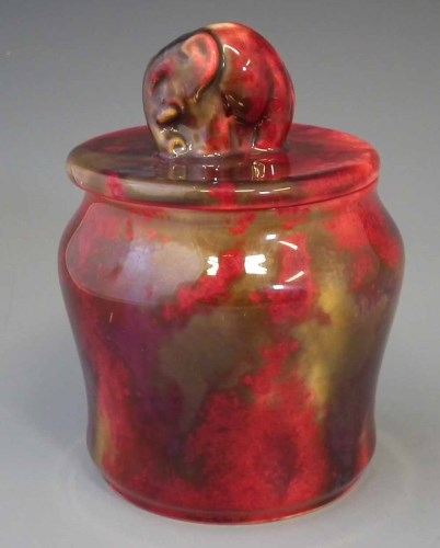 Lot 195 - Royal Doulton flambe lidded vase or tobacco jar