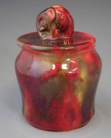 Lot 195 - Royal Doulton flambe lidded vase or tobacco jar