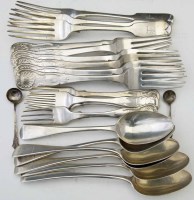 Lot 220 - Six Scottish silver kings pattern table forks