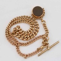 Lot 221 - 9ct gold graduated fob chain.