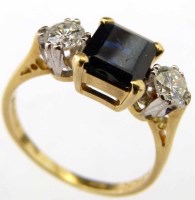 Lot 252 - Sapphire and diamond three stone ring