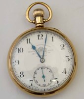 Lot 280 - Thos. Russell 9ct gold pocket watch with Swiss