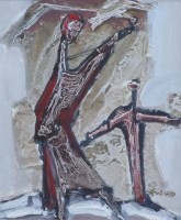 Lot 303 - Tadeusz Was, Mother and child, mixed media.