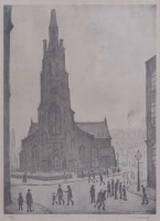 Lot 408 - After L.S. Lowry, St. Simon's Church, signed print.