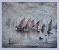 Lot 409 - After L.S. Lowry, Sailing Boats, signed limited edition print.