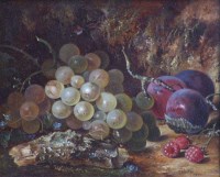 Lot 443 - Thomas Whittle, Still life with grapes and plums, oil.