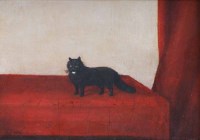 Lot 444 - Frederick French, 19th century, Portrait of a black cat, oil.
