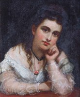 Lot 445 - English School, 19th century,  Female portraits, oil (2).