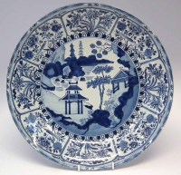 Lot 94 - Delft charger   painted with a Chinese Island
