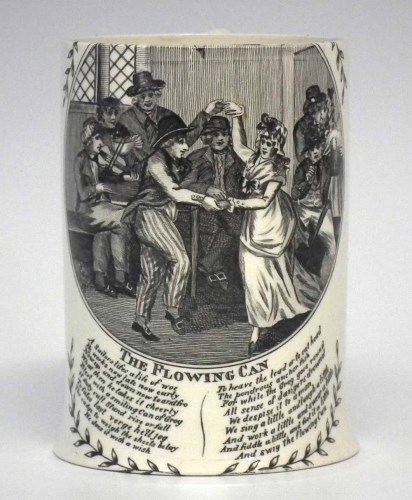 Lot 102 - Liverpool Creamware tankard circa 1780 printed