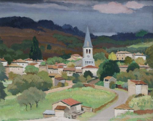 Lot 470 - Pierre Adolphe Valette, French village scene, oil.