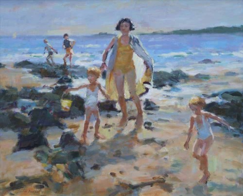 Lot 480 - Gordon Radford, A Day Out at the Beach, oil.