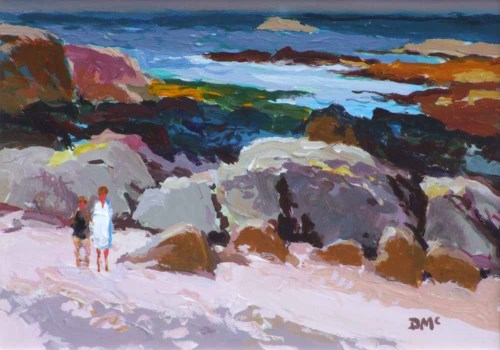 Lot 542 - Donald McIntyre, Colourful Shore, Iona, acrylic.
