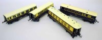 Lot 29 - Hornby Series O gauge, two French passenger coaches; Pullman No.4018 and Restaurant Car No.2862 together with two Hornby Series O gauge passenger coac