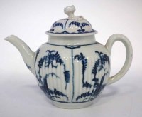 Lot 138 - Worcester teapot circa 1770   with ribbed body