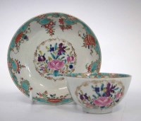 Lot 151 - Worcester teabowl and saucer circa 1770   painted