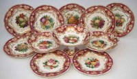 Lot 180 - English porcelain dessert service  painted with