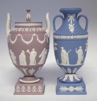 Lot 203 - Wedgwood lilac ware vase and one other blue Jasper vase.