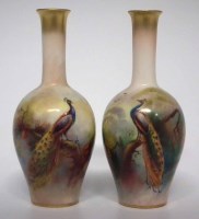 Lot 209 - Pair of Royal Worcester pheasant vases.