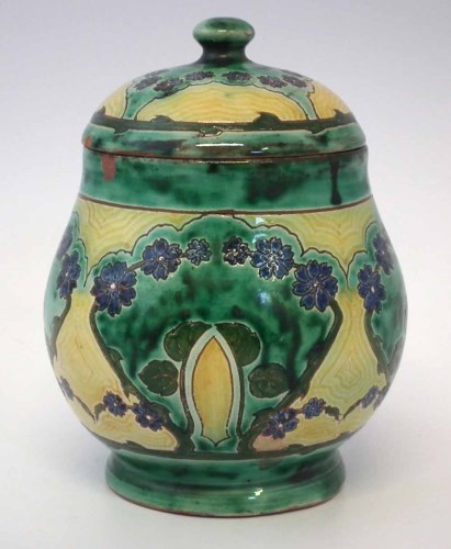 Lot 235 - Della Robbia lidded jar possibly a biscuit jar