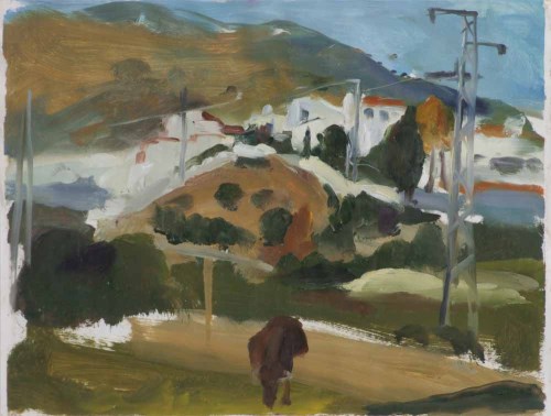 Lot 489 - Liam Spencer, Urban Landscape, Spain, oil on paper.