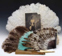 Lot 22 - Collection of six fans and feathers in duvellroy